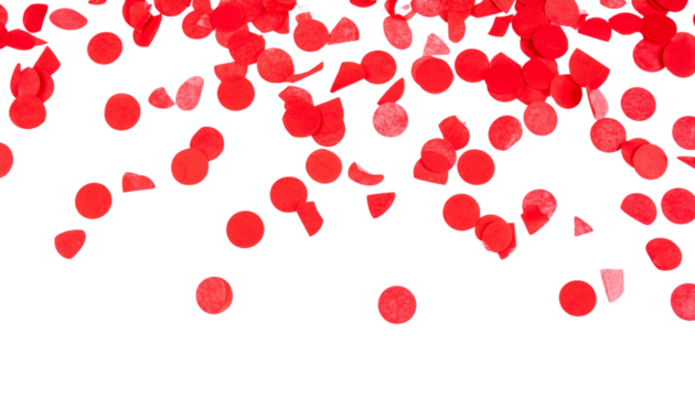 Red confetti background for celebration on white background
