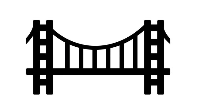 Fototapeta Single flat black icon of a bridge made of bars, overcoming gaps in business strategy, transparent background