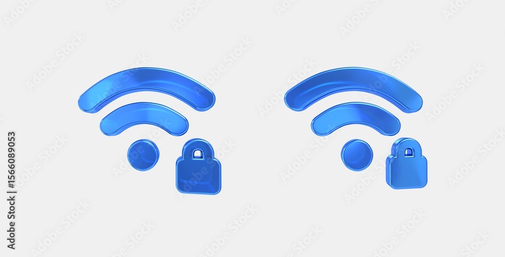 Poster wifi password 3d icon on isolate white background