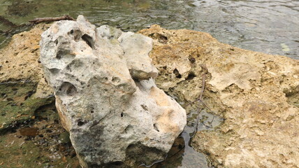 Close up picture of rock in the river