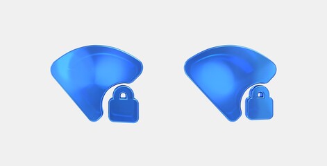 wifi lock 3D icon on isolate white background