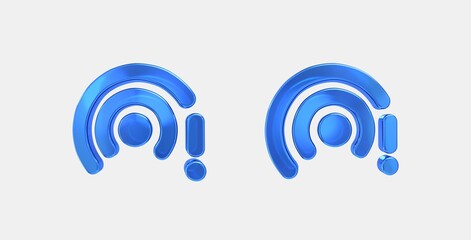 wifi tethering error 3D icon on isolate white background