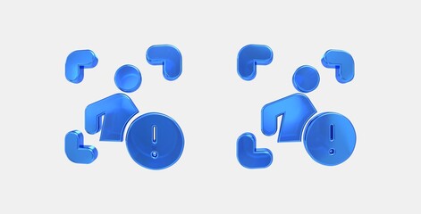 zone person alert 3D icon on isolate white background