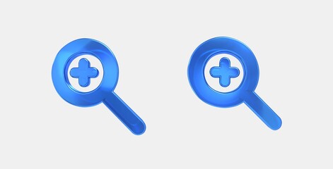 zoom in 3D icon on isolate white background
