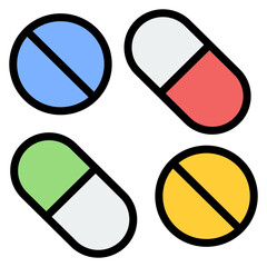 Pills icon vector image. Can be used for Nursing Home.