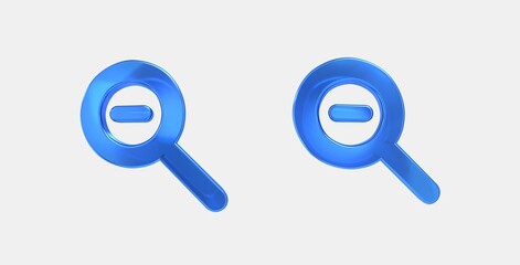 zoom out 3D icon on isolate white background