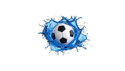 Obraz premium Soccer ball with splashing water on white background
