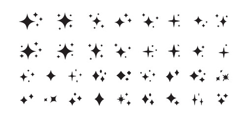 Big Sparkle star icons. Shine icon. Stars sparkle doodles vector. Set sparkles star symbols vector. Bright sparkle, star sparkle, shiny flash star. Vector illustration eps 10