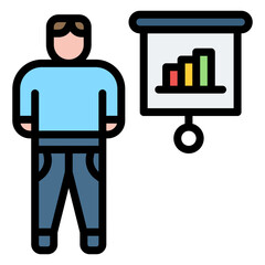 Meeting Presentation icon vector image. Can be used for Staff Management.
