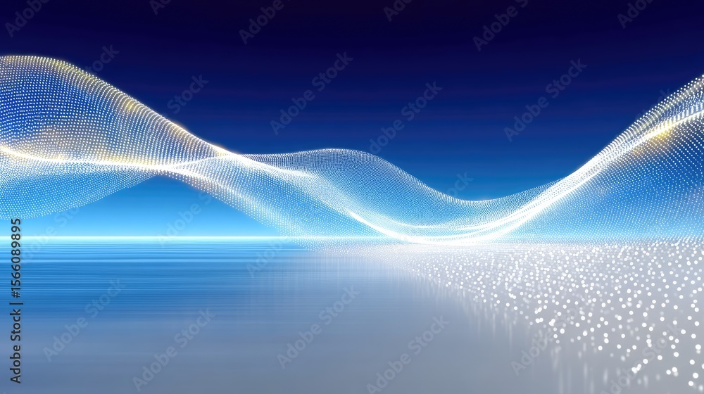 Aufkleber abstract flowing data points on soft blue gradient background