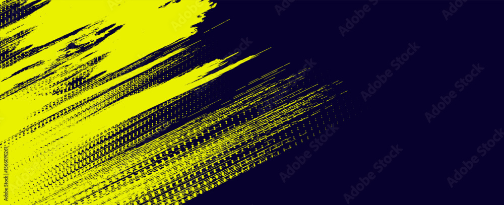 Poster yellow halftone on blue background. vector dotted sparkles or halftone shine pattern texture pop art