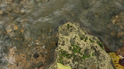 Close up picture of rock in the river