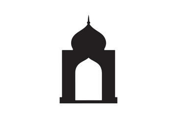 Obraz premium Mosque gate silhouette vector art illustration on white background