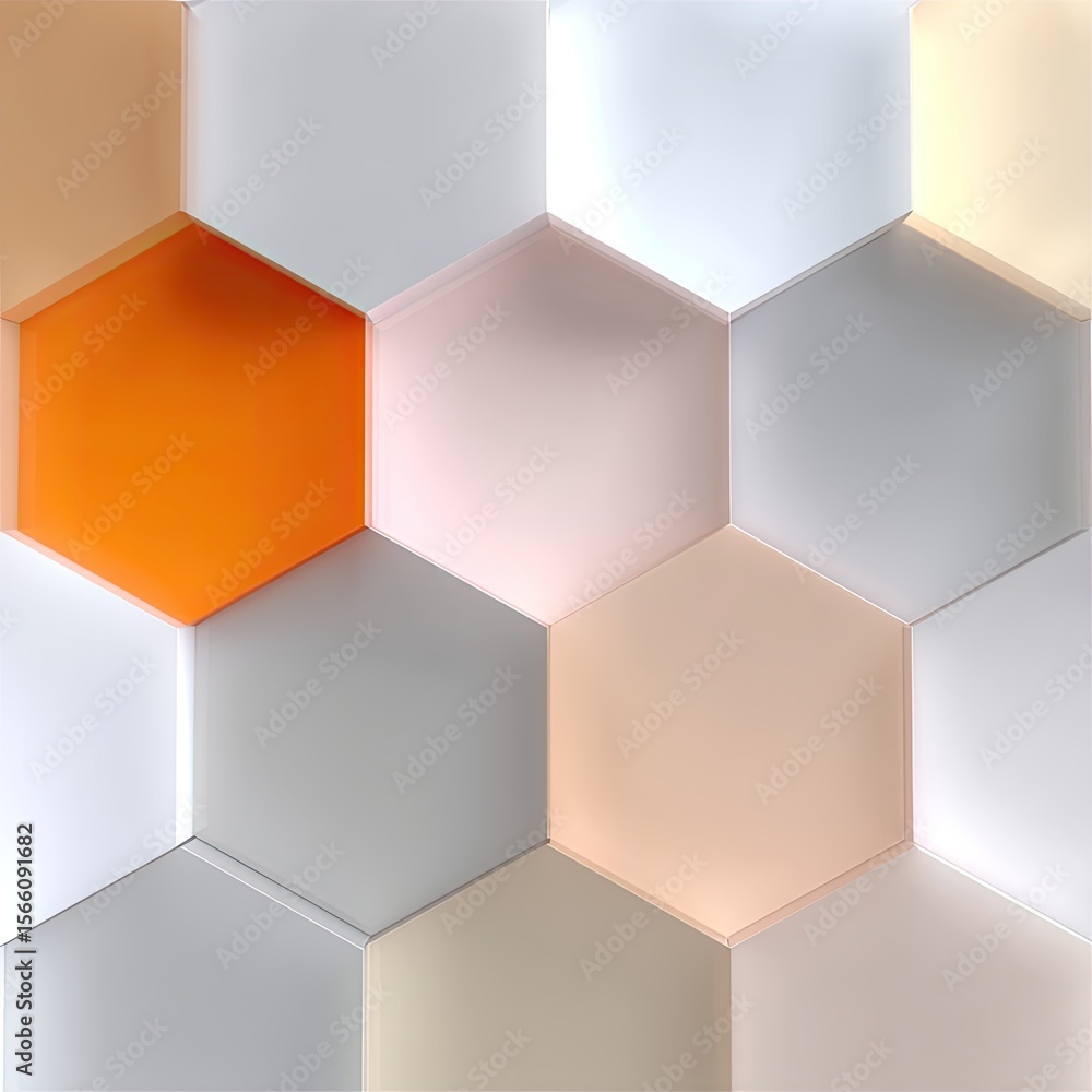 Poster abstract geometric hexagon pattern in soft neutral colors
