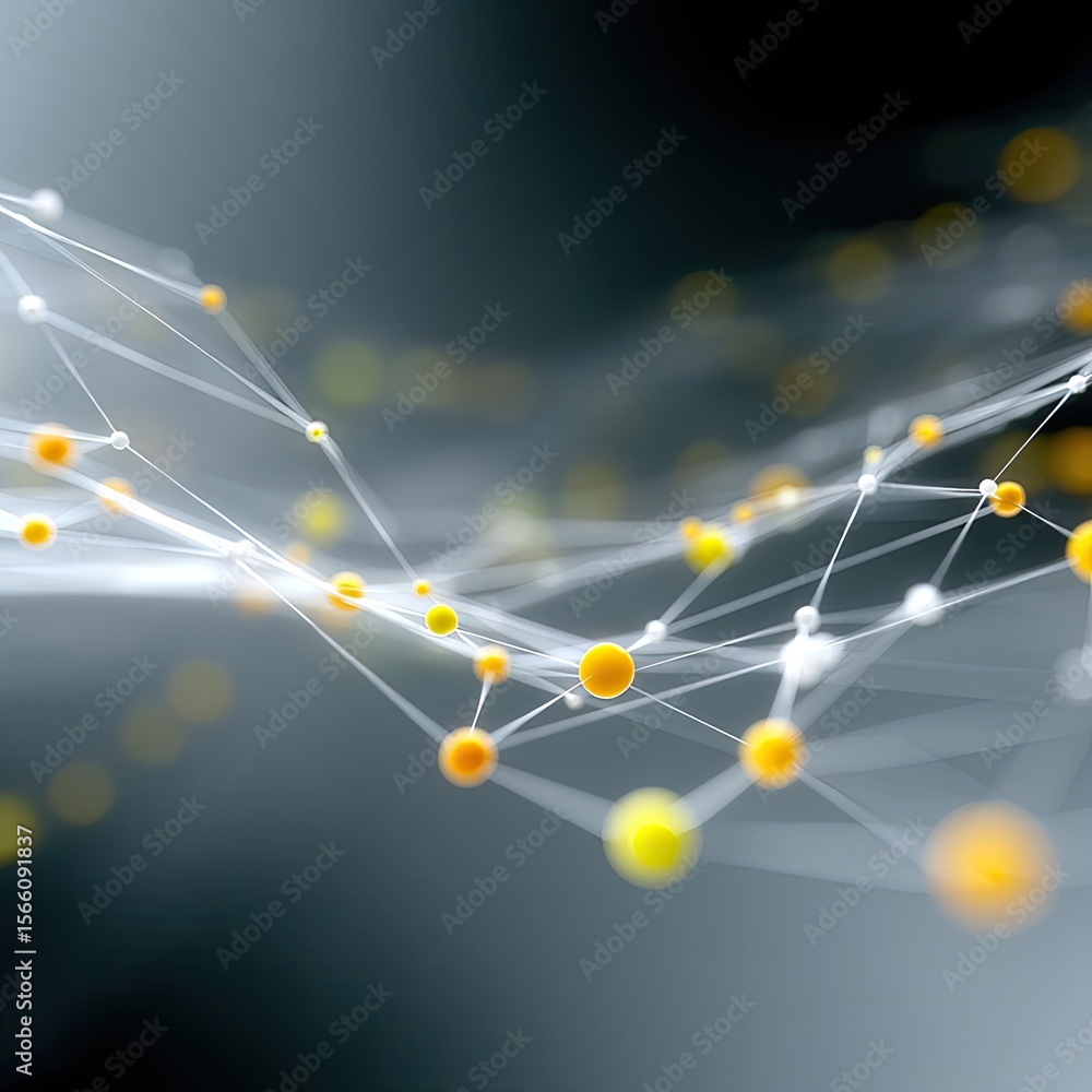 Aufkleber abstract geometric network connection with orange and white nodes