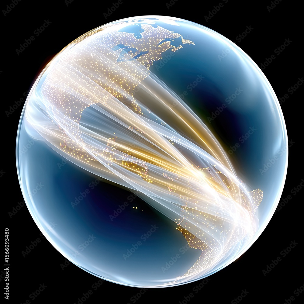 Aufkleber abstract glowing globe mesh network visualization