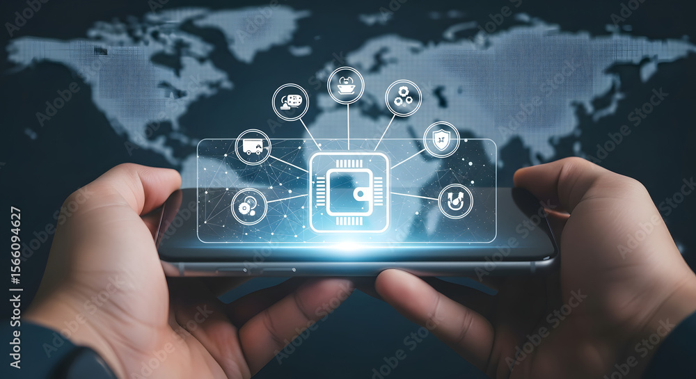 Poster global mobile payment system secure and convenient transactions worldwide