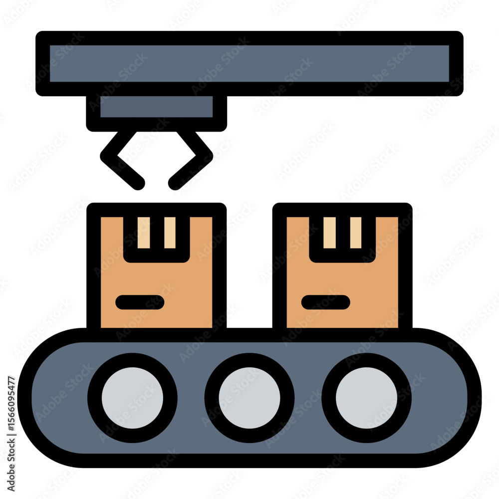 Poster production line icon vector image. can be used for operations management.