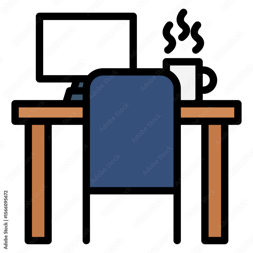 Poster cozy workspace icon vector image. can be used for remote working.