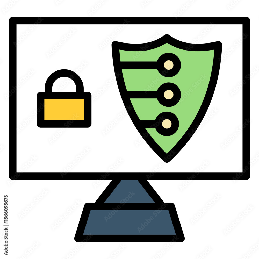 Poster digital security icon vector image. can be used for remote working.