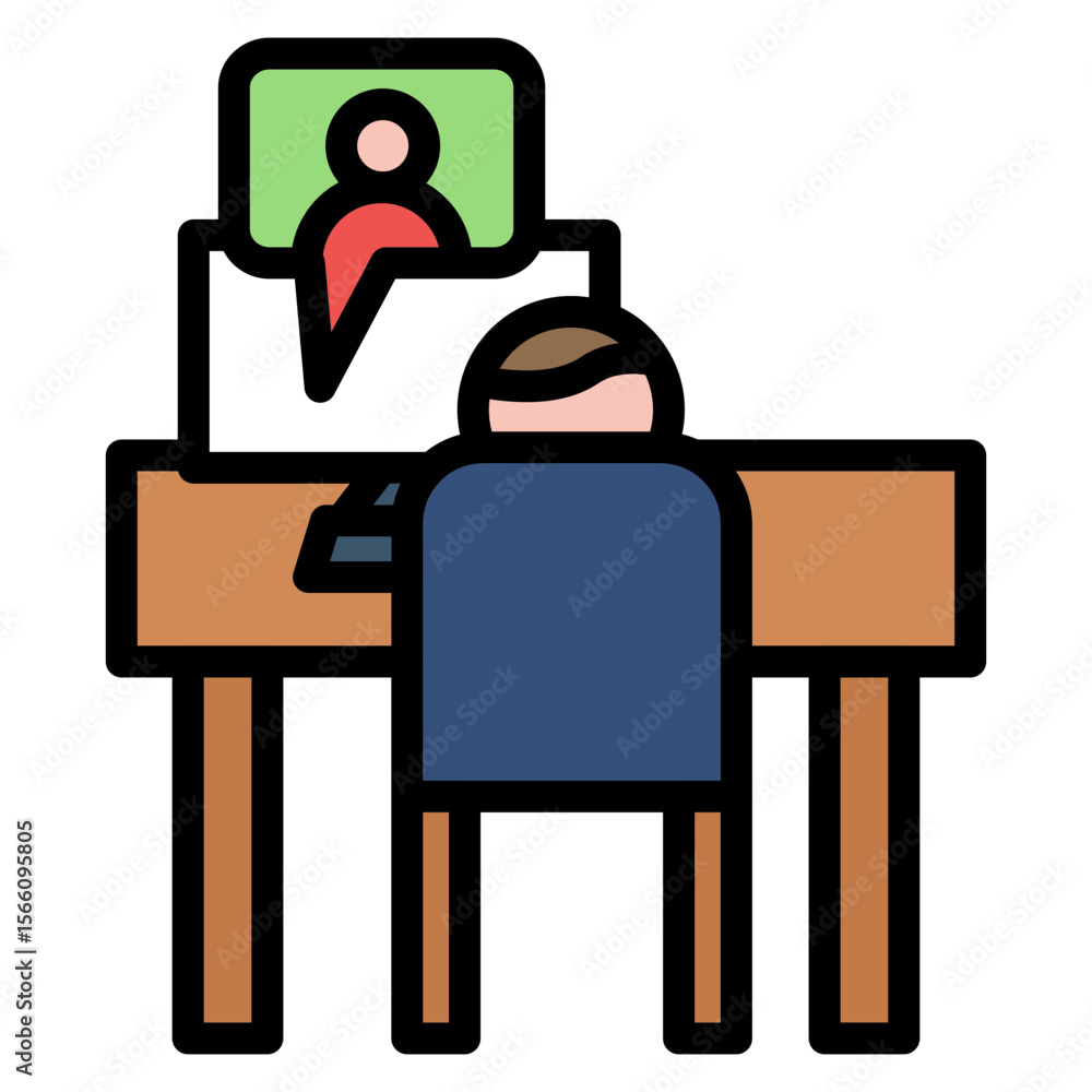 Poster remote interview icon vector image. can be used for remote working.