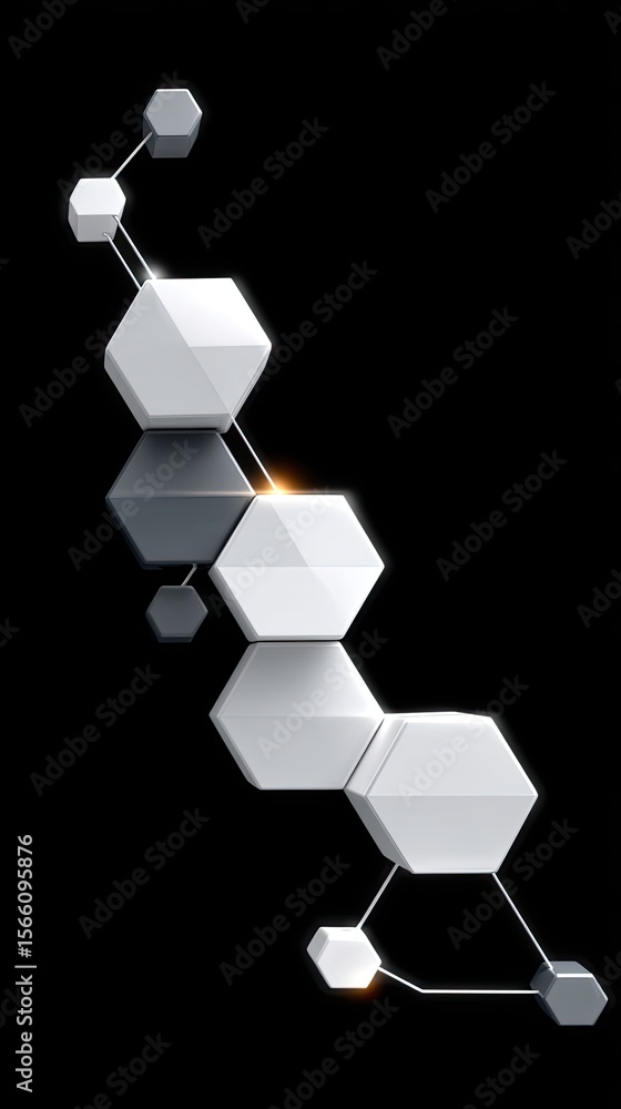 Poster abstract hexagon network structure in dark background