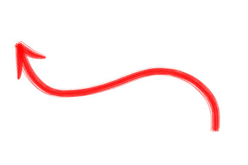 Hand Drawn Red Arrow Marker on Transparent Background, Isolated Directional Arrow Sign, Marker Arrow Clipart