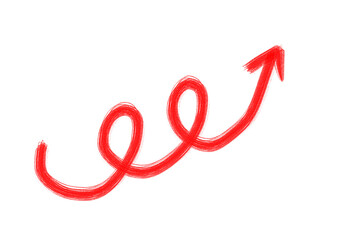 Hand Drawn Red Arrow Marker on Transparent Background, Isolated Directional Arrow Sign, Marker Arrow Clipart