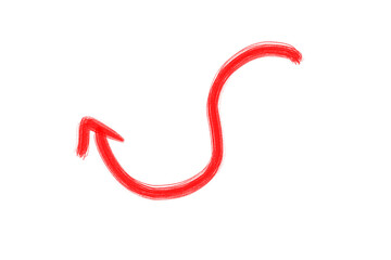 Hand Drawn Red Arrow Marker on Transparent Background, Isolated Directional Arrow Sign, Marker Arrow Clipart