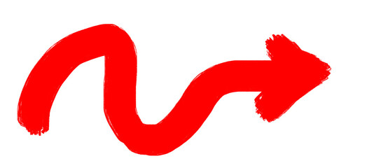 Hand Drawn Red Arrow Marker on Transparent Background, Isolated Directional Arrow Sign, Marker Arrow Clipart