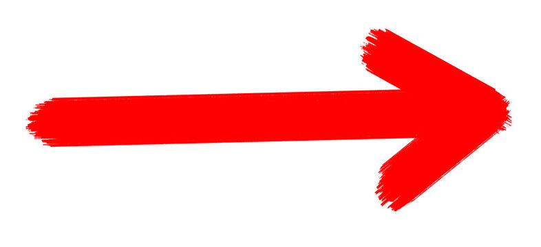 Hand Drawn Red Arrow Marker on Transparent Background, Isolated Directional Arrow Sign, Marker Arrow Clipart