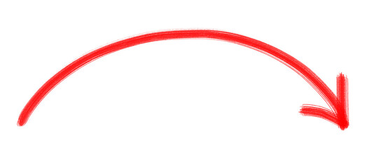 Hand Drawn Red Arrow Marker on Transparent Background, Isolated Directional Arrow Sign, Marker Arrow Clipart