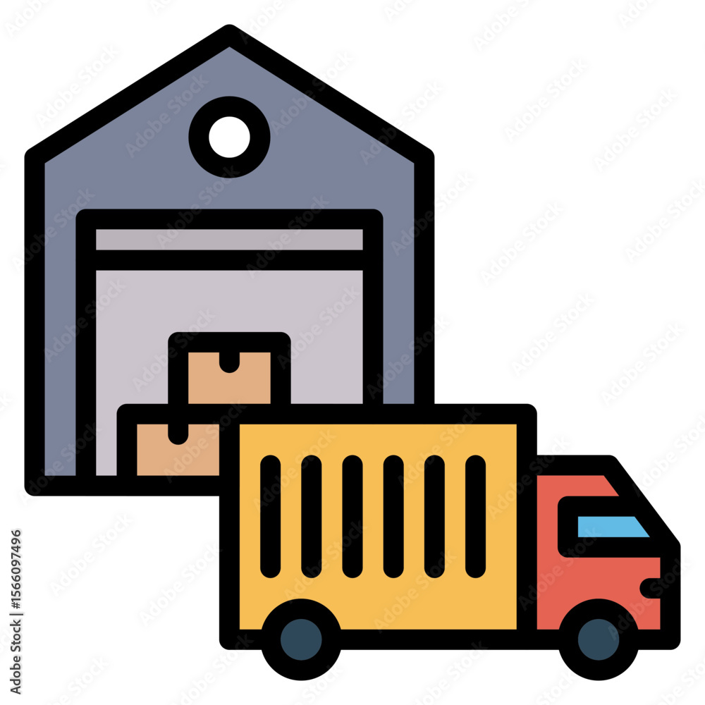 Poster loading dock icon vector image. can be used for manufacturing and distribution.