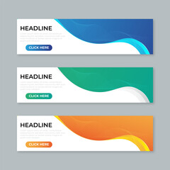 Naklejka premium Web banner design template. Abstract wave web banner gradient template