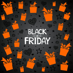 Black Friday sale inscription design template. Black Friday banner. Lux and business vibes laconic xmas design element for card, header, invitation, poster, social media, post publication. 