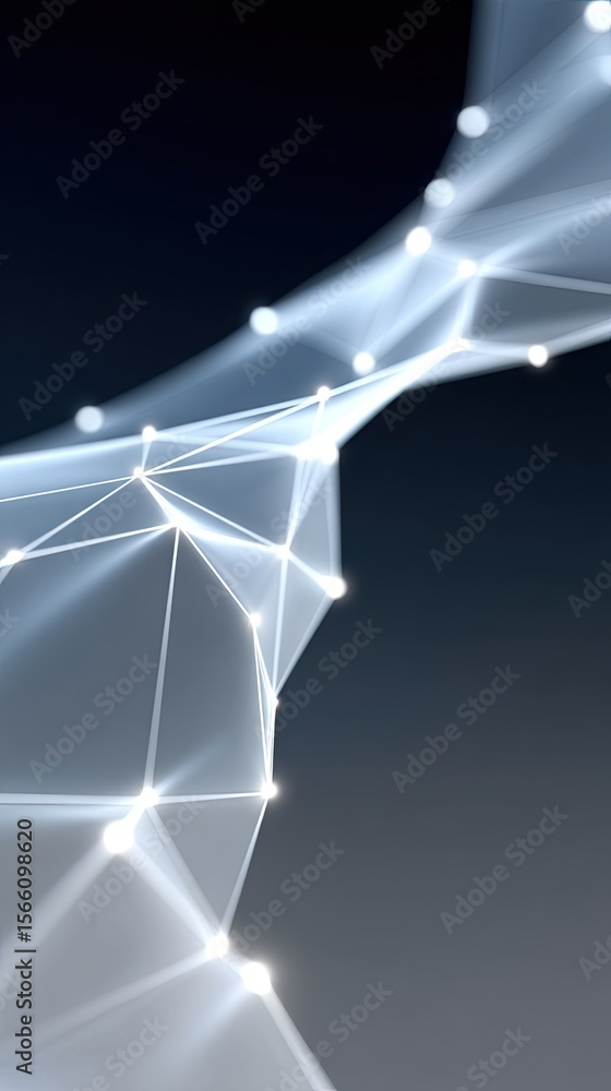 Poster abstract network connections glowing lines and points digital technology