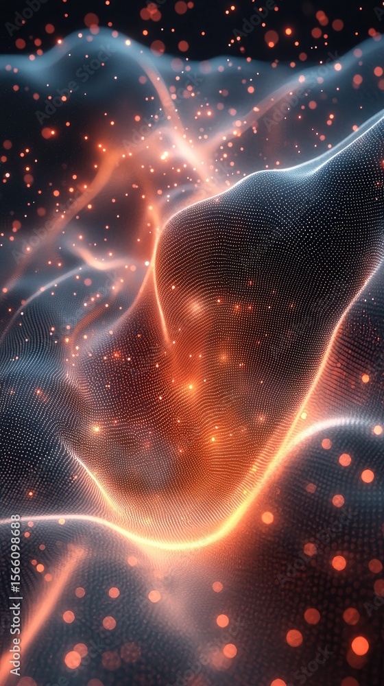Poster abstract network design with glowing dots and signal mesh