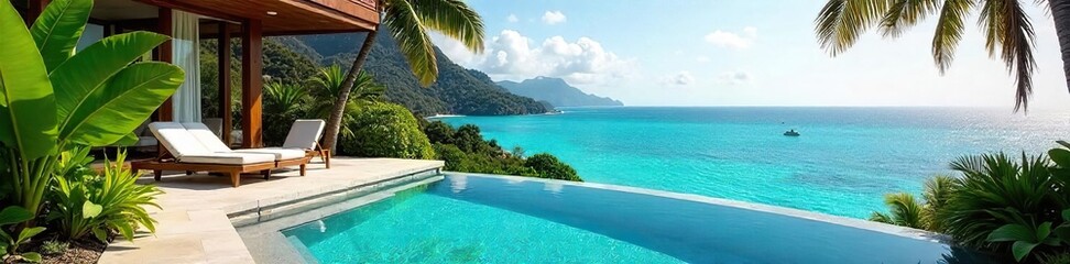 Luxurious Tropical Villa Infinity Pool, Turquoise Ocean, and Unforgettable Serenity