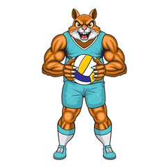 volleyball mascot squirrel vector illustration squirrel volleyball design