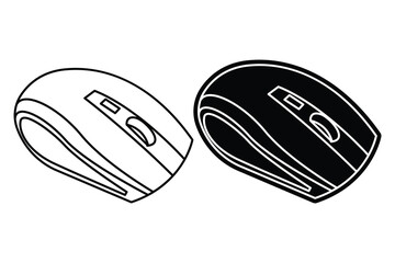 Computer mouse art silhouette vector out line art on white background