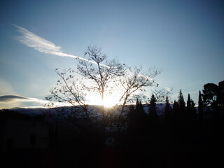 [Spain] View of the rising sun from the Alhambra (Granada)