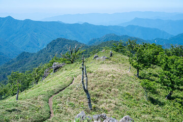 夏の釈迦ヶ岳の登山道