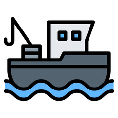 Fishing Boat icon vector image. Can be used for Fish and Seafood.