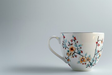 High Resolution of a Tea Cup with a Flower Pattern on it
