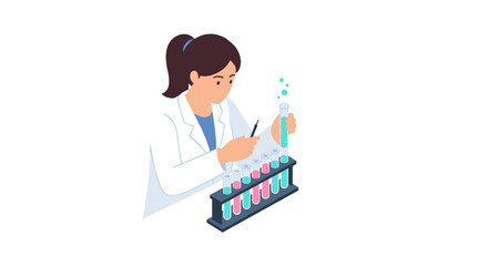 Scientist in laboratory vector illustration - flat style for educational design