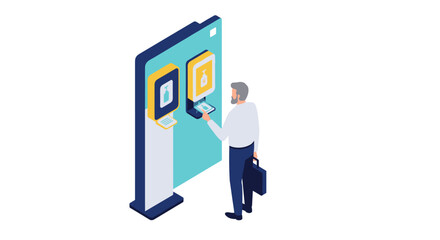 Isometric mobile payment vector illustration for digital transaction design