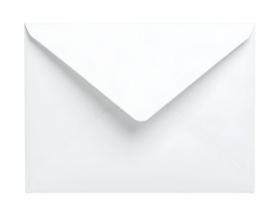 A pristine white envelope with a classic triangular flap ready for important correspondence.