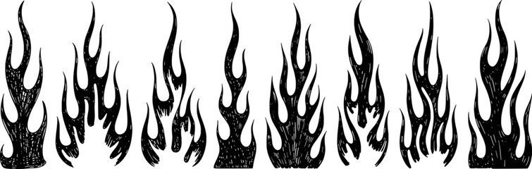 Black fire flames tribal design tattoo