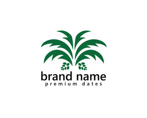 creative dates farm logo, palm tree leaves, logo design inspiration