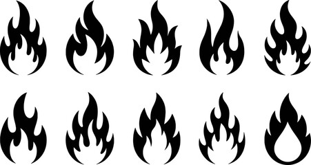 Naklejka premium Black Flame Icons fire heat